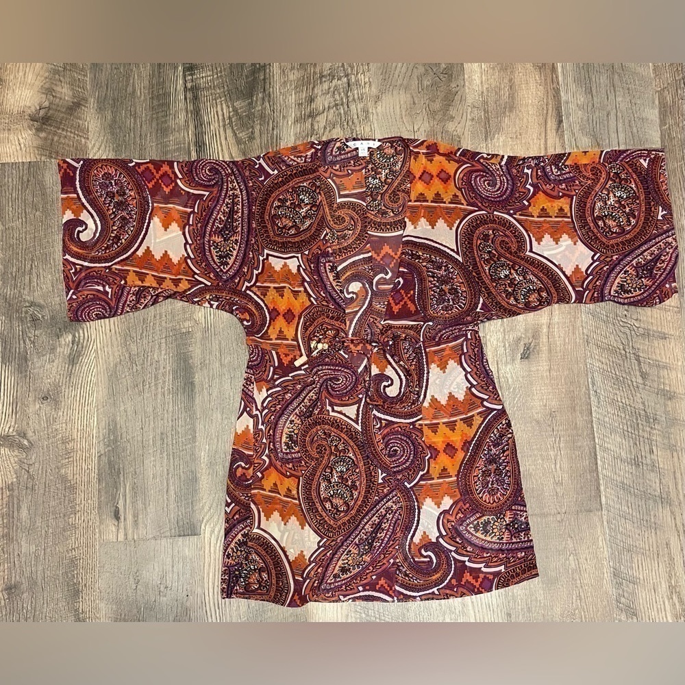 CAbi Sheer Paisley Print Kimono size XS